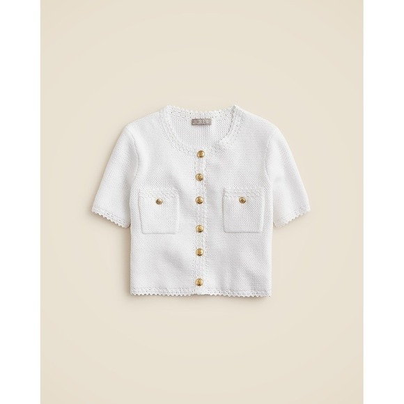 J.CREW Sweaters - J.Crew Short-sleeve sweater lady jacket White Gold Hardware Small NWT